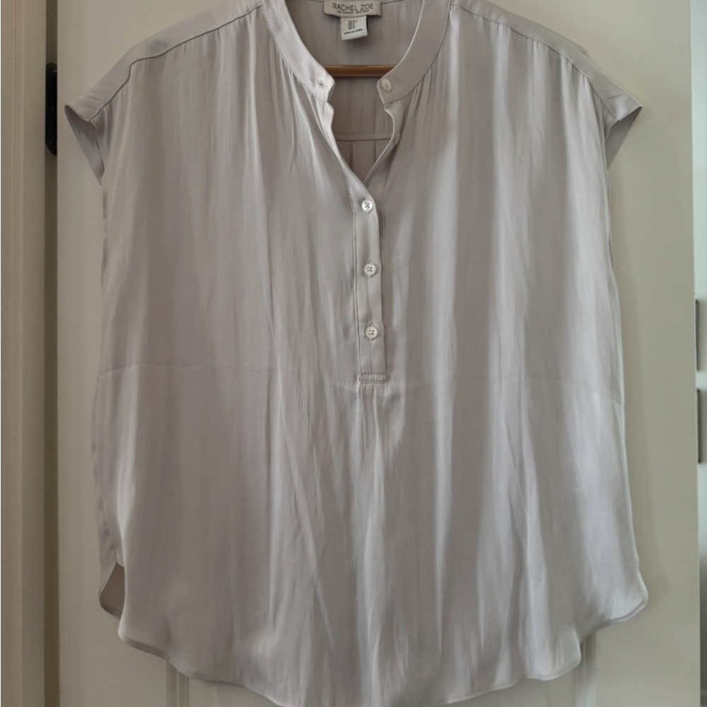 Rachel Zoe Gray Cap Sleeve Boxy Blouse
